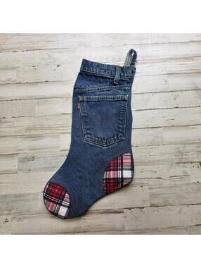 VTG Orange Tab Levi’s Denim Christmas Stocking 18” Long - Western Cowboy